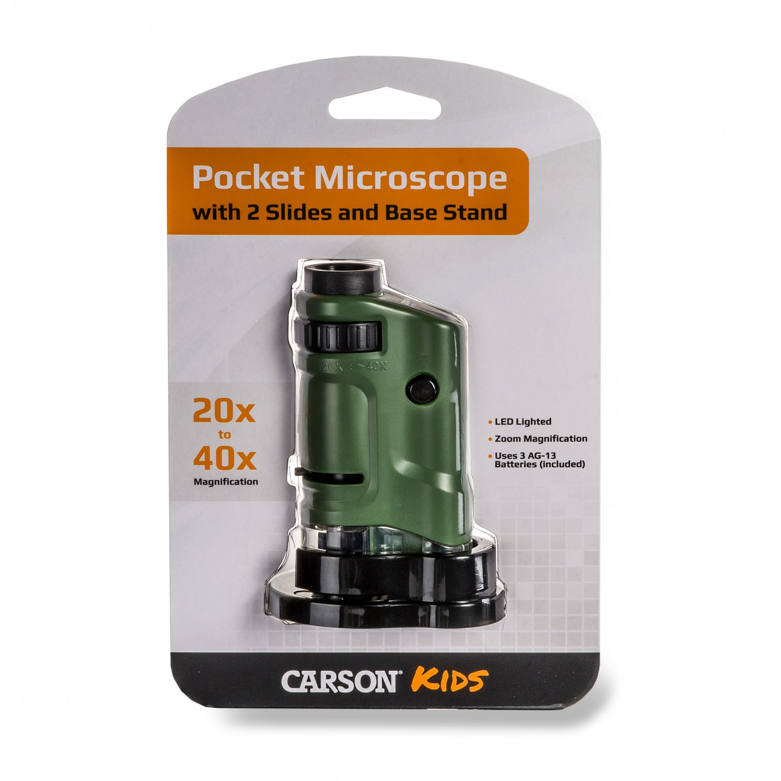 Microscop de buzunar cu LED, marire 20x-40x Microbrite, Carson