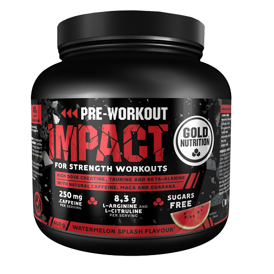 Pre workout impact cu aroma de pepene, 400 g, Gold Nutrition