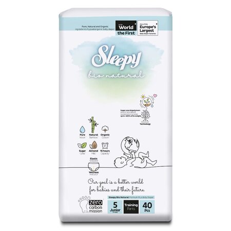 Scutece chilotel Bio Junior, Nr. 5, 11-18 kg, 40 buc, Sleepy Natural