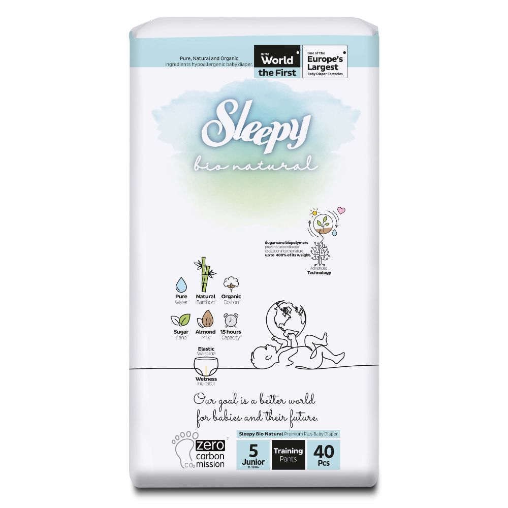 Scutece chilotel Junior, Nr. 5, 11-18 kg, 40 buc, Sleepy Bio Natural