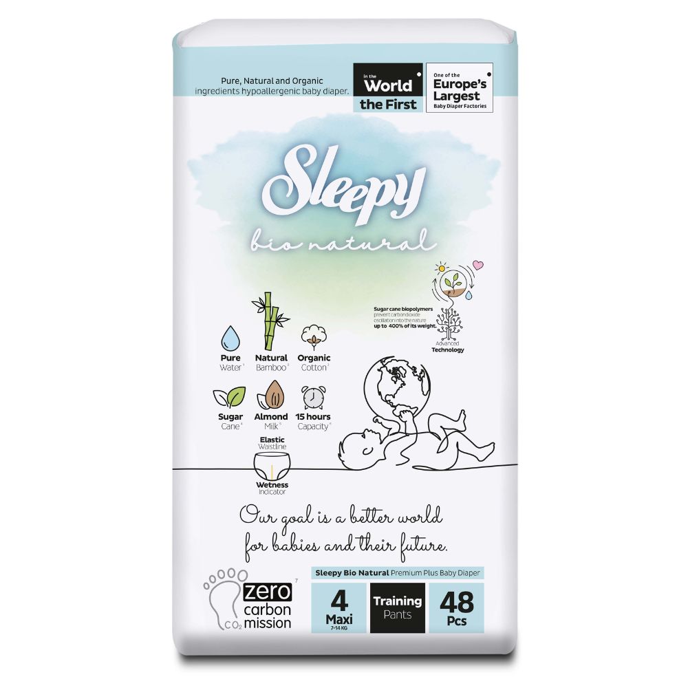 Scutece chilotel Maxi, Nr. 4, 7-14 kg, 48 buc, Sleepy Bio Natural