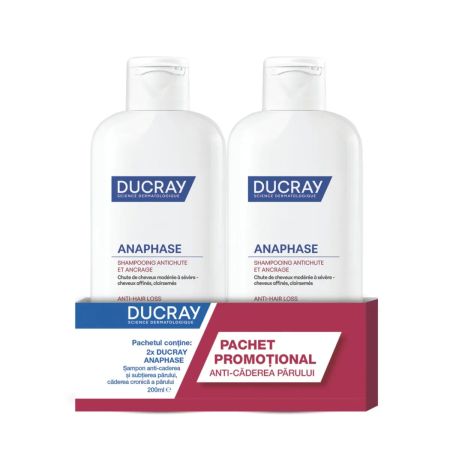 Pachet Sampon contra caderii Parului Anaphase+, 2 x 200ml, Ducray