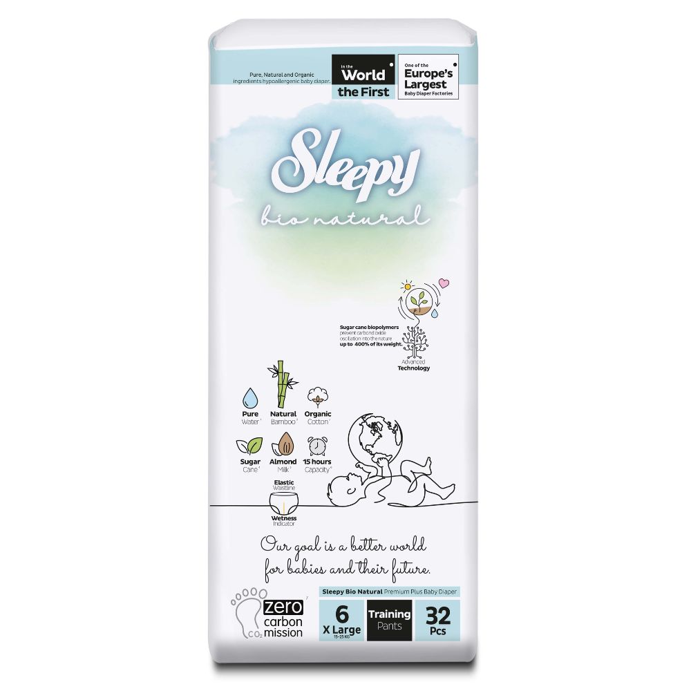 Scutece chilotel X Large, Nr. 6, 15-25 kg, 32 buc, Sleepy Bio Natural