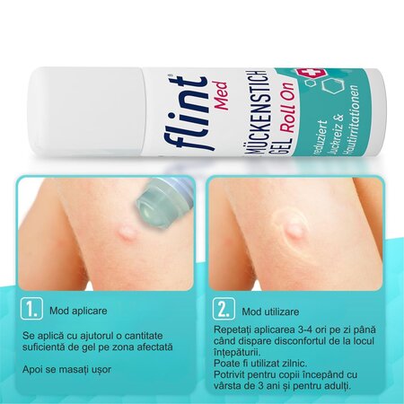 Roll-on Gel calmant dupa intepaturile de insecte, +3 ani, 10 ml, Flint Med 710198