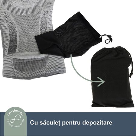 Marsupiu din material tricotat cu 3 pozitii Inspire, 3,5-15 kg, Gri, Dreambaby 710237