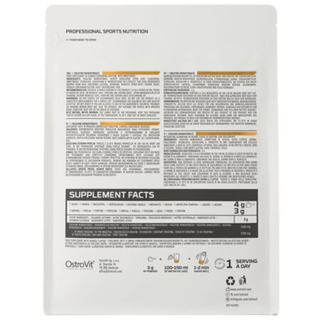 Creatina monohidrata, Portocale, 300 g, OstroVit 787770