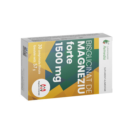 Bisglicinat de magneziu Forte, 1500 mg, 30 comprimate filmate, Remedia 710510