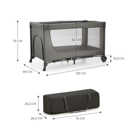 Patut pliabil fara accesorii, Dark Grey, Kinderkraft 710920