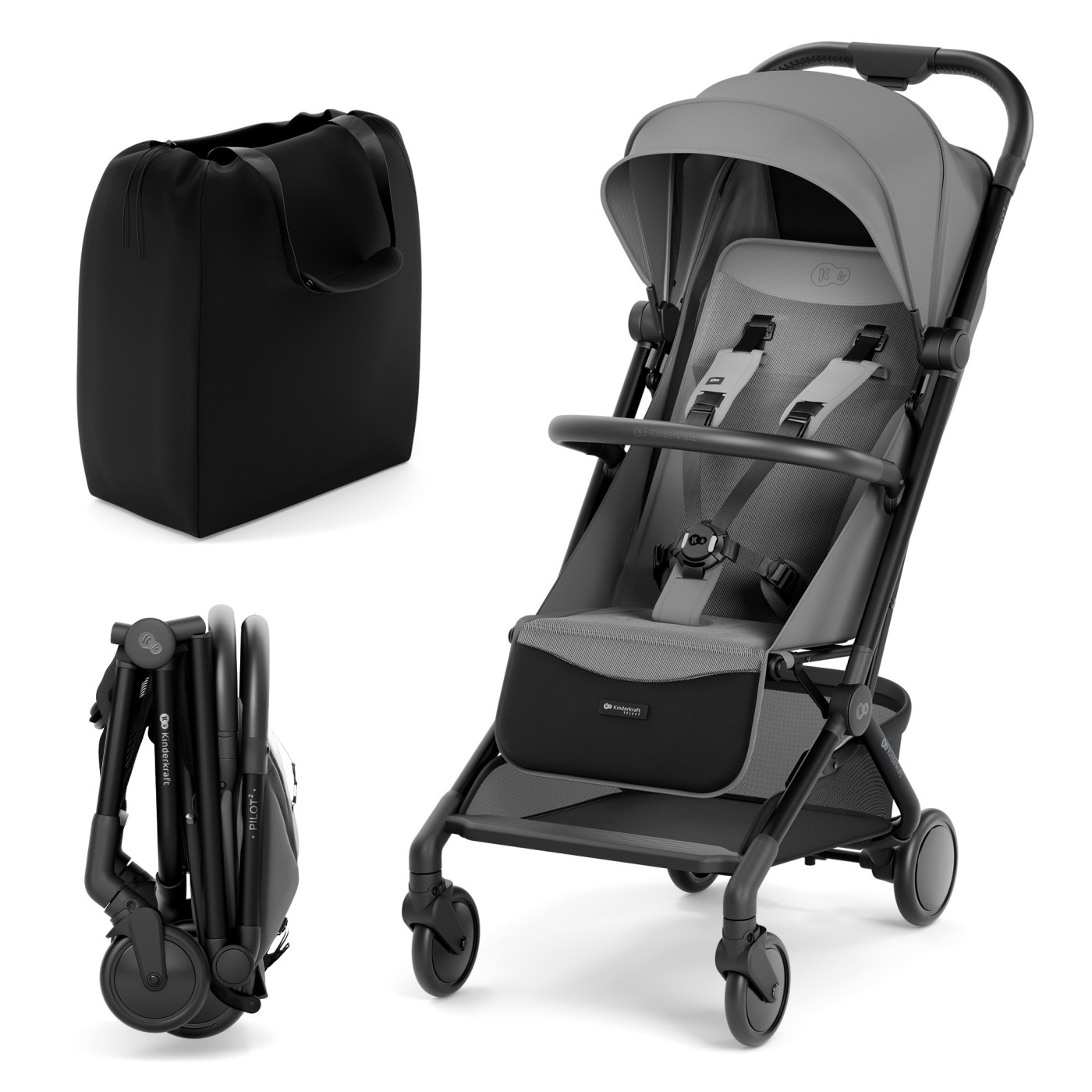 Carucior sport pentru copii 0-22 kg Pilot 2, Platinum Grey, Kinderkraft