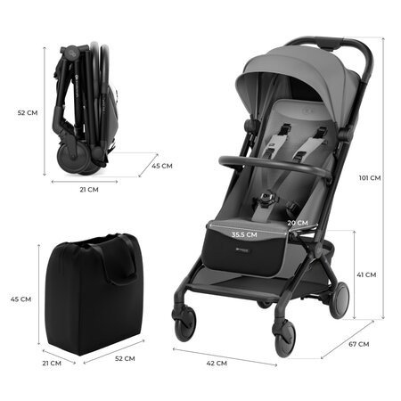 Carucior sport pentru copii 0-22 kg Pilot 2, Platinum Grey, Kinderkraft 710950