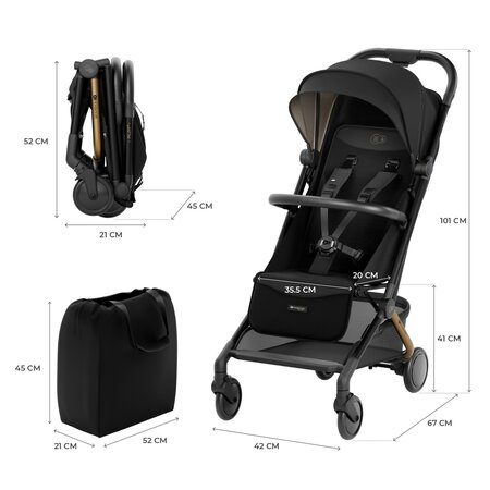 Carucior sport pentru copii 0-22 kg Pilot 2, Midnight Black, Kinderkraft 710959
