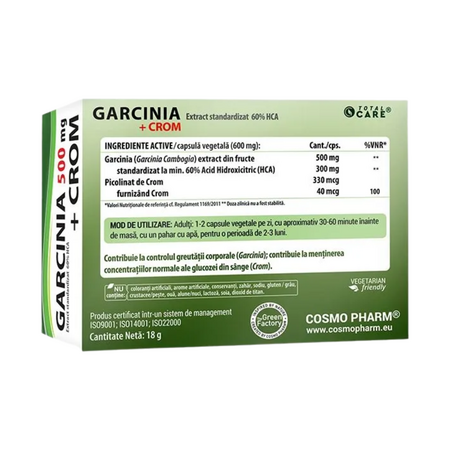 Garcinia + Crom, 30 capsule, Cosmopharm 711118