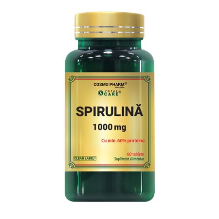 Spirulina, 1000 mg, 60 tablete, Cosmopharm