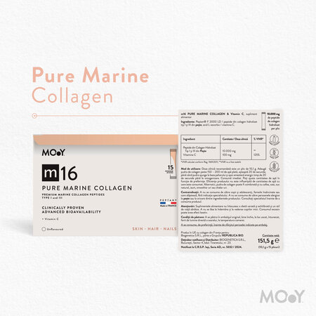 Colagen hidrolizat marin cu vitamina C m16 Pure Marine, 15 plicuri 1x10.1 g, Molecules of Youth 711319