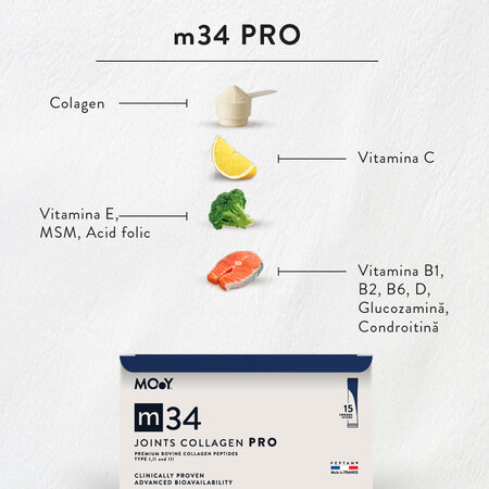 Pro Colagen hidrolizat bovin m34, capsuni si lime, 15 plicuri x 13 g, Molecules of Youth 711357