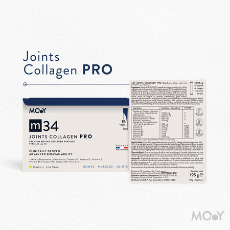Pro Colagen hidrolizat bovin m34, capsuni si lime, 15 plicuri x 13 g, Molecules of Youth 711358