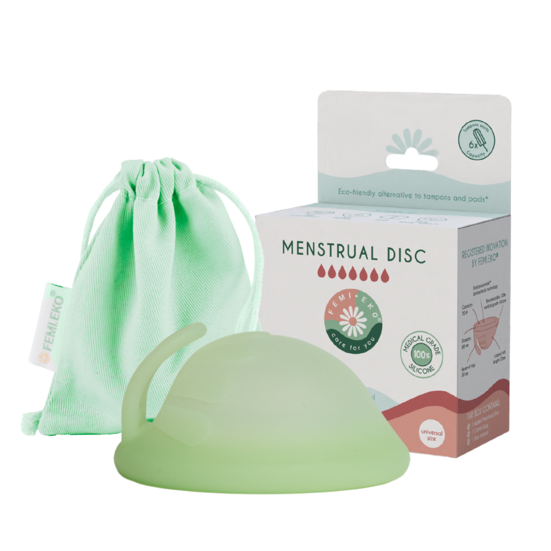 Disc menstrual reutilizabil, Verde, 1 bucata, FemiEko