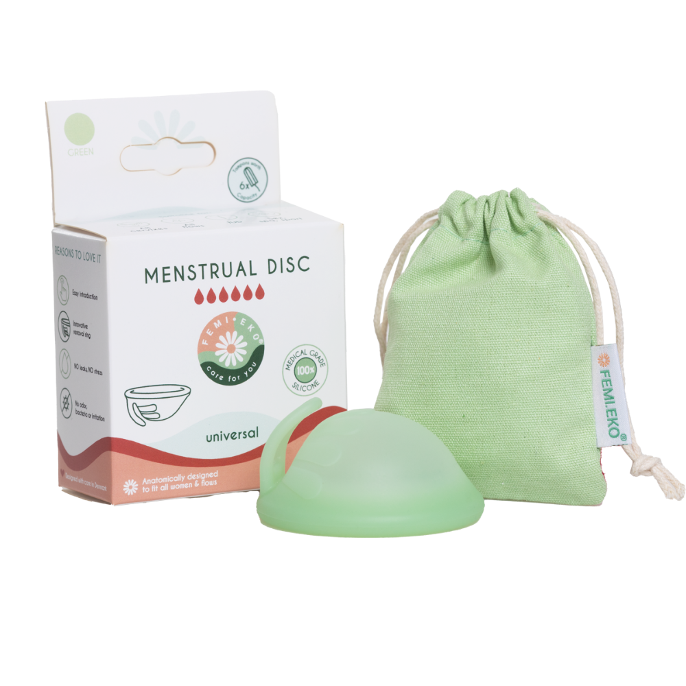 Disc menstrual reutilizabil, Verde, 1 bucata, FemiEko