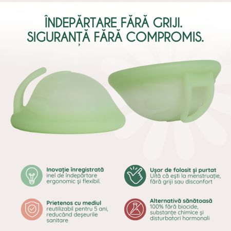 Disc menstrual reutilizabil, Verde, 1 bucata, FemiEko 756864