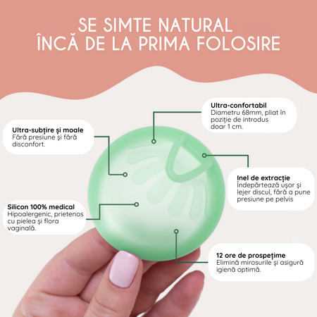 Disc menstrual reutilizabil, Verde, 1 bucata, FemiEko 756862
