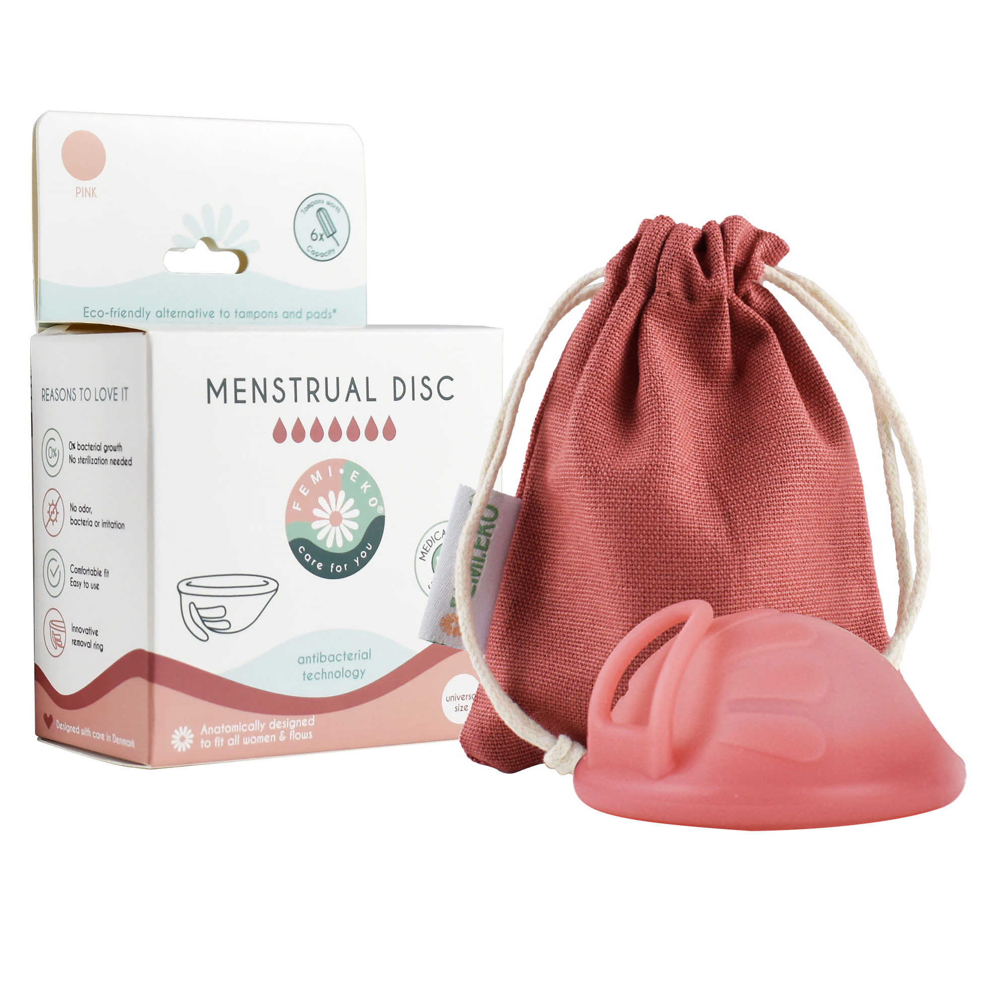 Disc menstrual reutilizabil, Roz, 1 bucata, FemiEko