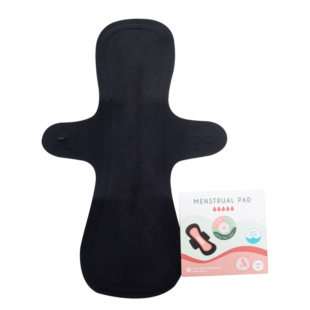 Absorbant reutilizabil Slim, M, Negru, 1 bucata, FemiEko