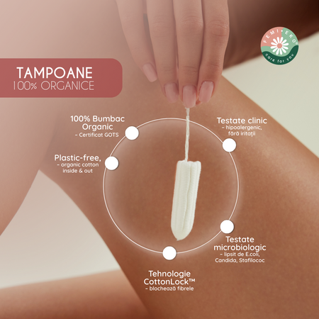 Tampoane din bumbac organic Super, 16 bucati, FemiEko 756887