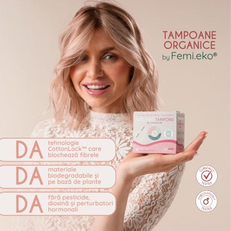 Tampoane din bumbac organic Super, 16 bucati, FemiEko 756889