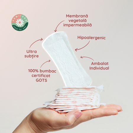 Absorbante zilnice din bumbac organic, 24 bucati, FemiEko 756824
