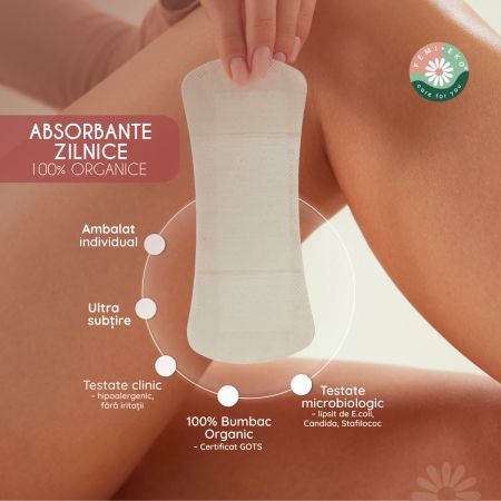 Absorbante zilnice din bumbac organic, 24 bucati, FemiEko 756823