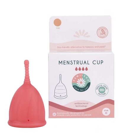 Cupa menstruala reutilizabila Safe, M, Roz, FemiEko