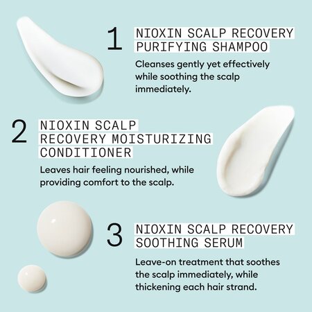 Set antimatreata pentru scalp iritat cu mancarimi Scalp Recovery, 200+200+100 ml, Nioxin 711633