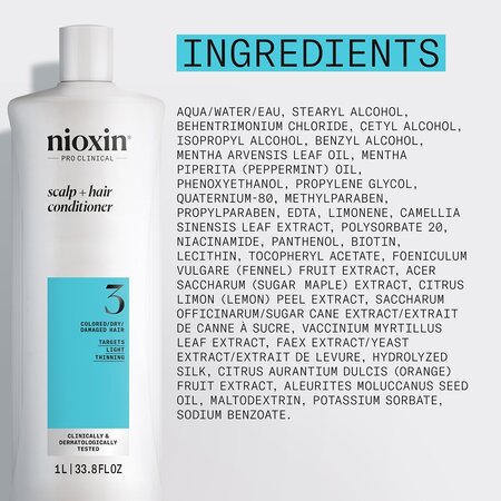 Balsam fortifiant impotriva ruperii pentru par vopsit sau deteriorat System 3, 1 litru, Nioxin 711843