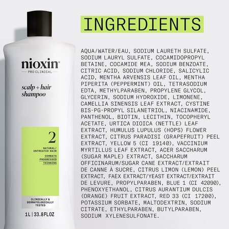 Sampon fortifiant impotriva ruperii pentru par afectat de subtiere avansata System 2, 1 litru, Nioxin 711851