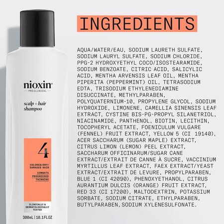 Sampon impotriva caderii parului pentru stadiu avansat Scalp + Hair System 4, 300 ml, Nioxin 711894
