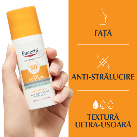 Crema gel de fata cu SPF50 Oil Controll, 50 ml, Eucerin 712877