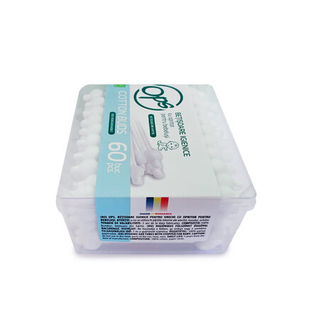 Betisoare igienice de urechi Baby, 60 buc, Ops 764993