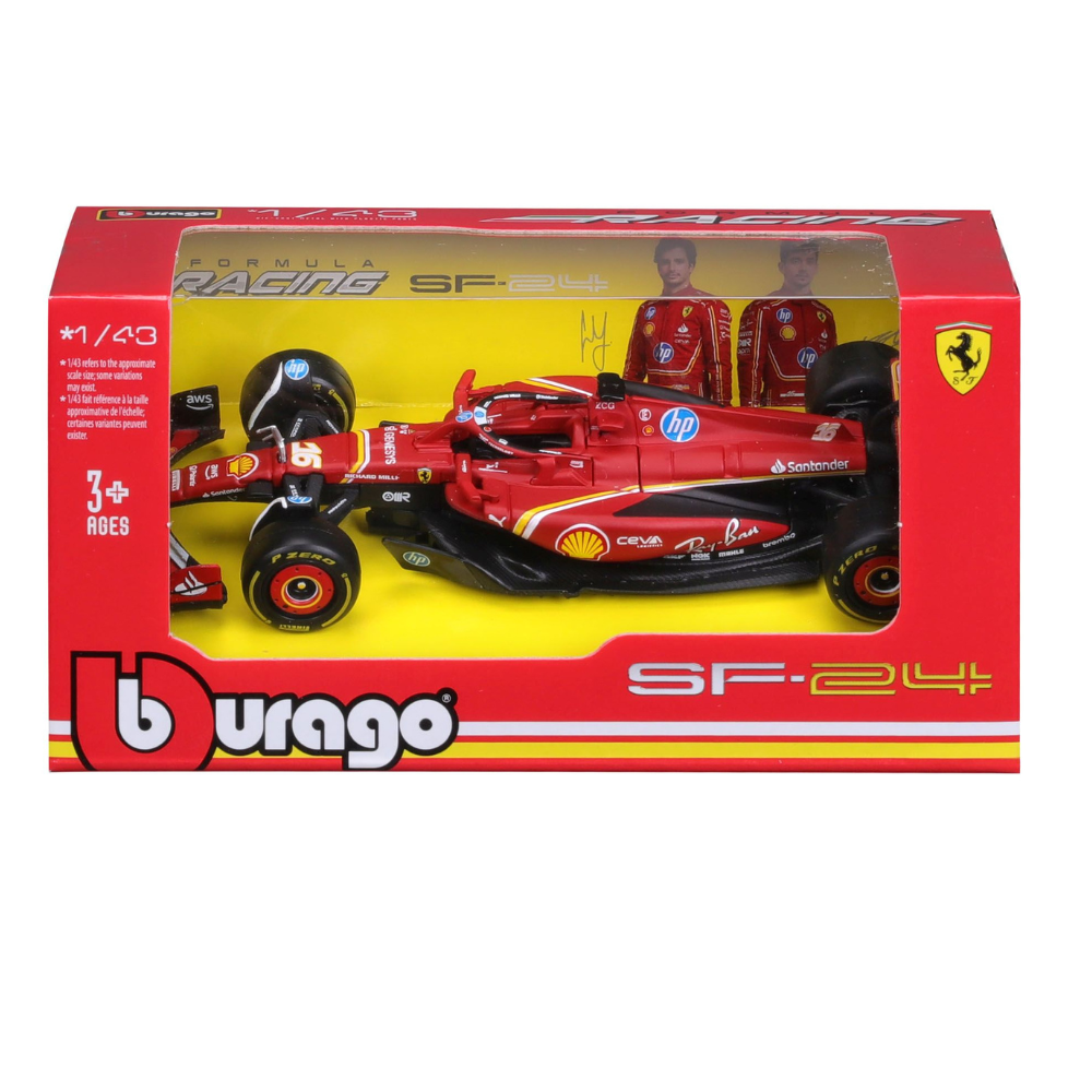 Macheta Scuderia Ferrari Formula 1, 3 ani+, Charles Leclerc, 1 bucata, Bburago