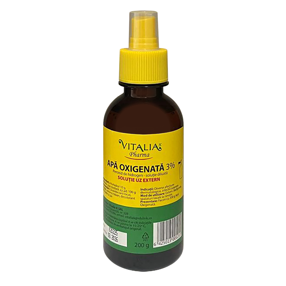 Apa oxigenata 3%  cu pulverizator, 200 g, Vitalia