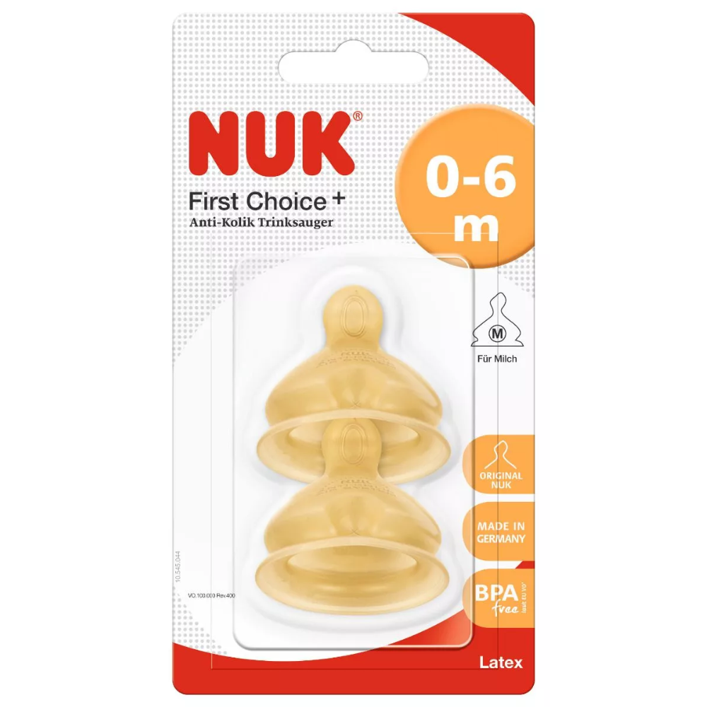 Tetina din latex First Choice Plus, 0-6 luni, 2 bucati, Nuk