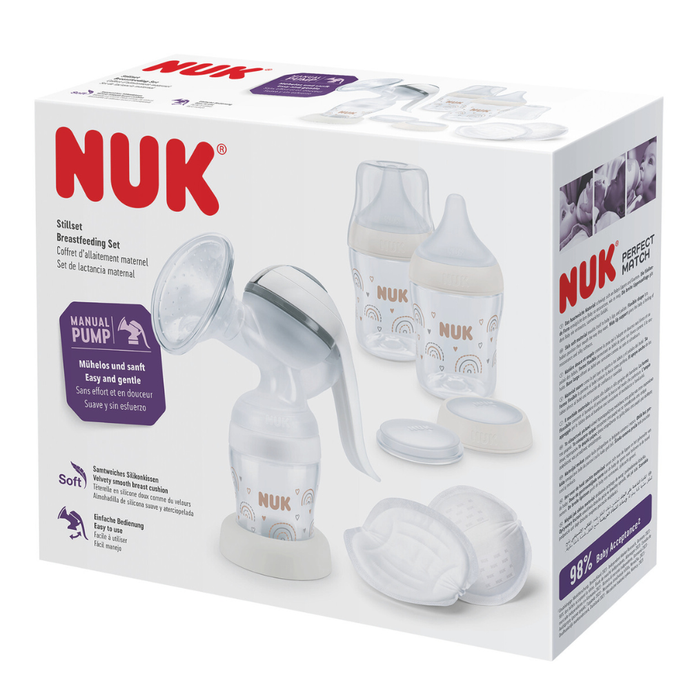Set pentru alaptare cu pompa manuala de san Perfect Match, Nuk