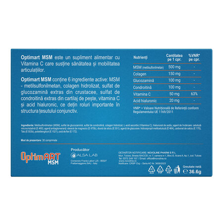 OptimArt MSM, 30 comprimate, Novolife 712367