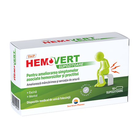 Hemovert supozitoare, 10 bucati, Sun Wave Pharma