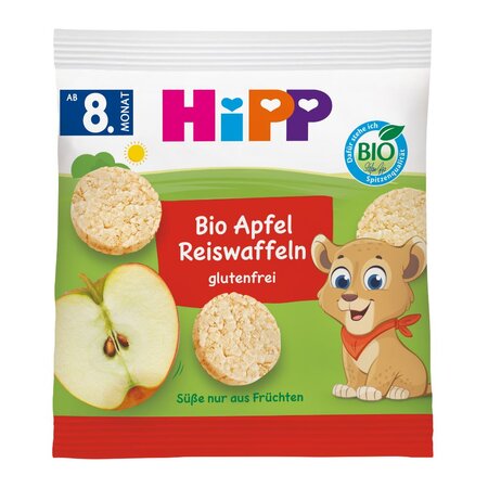 Rondele Bio de orez cu mar, 30 g, Hipp