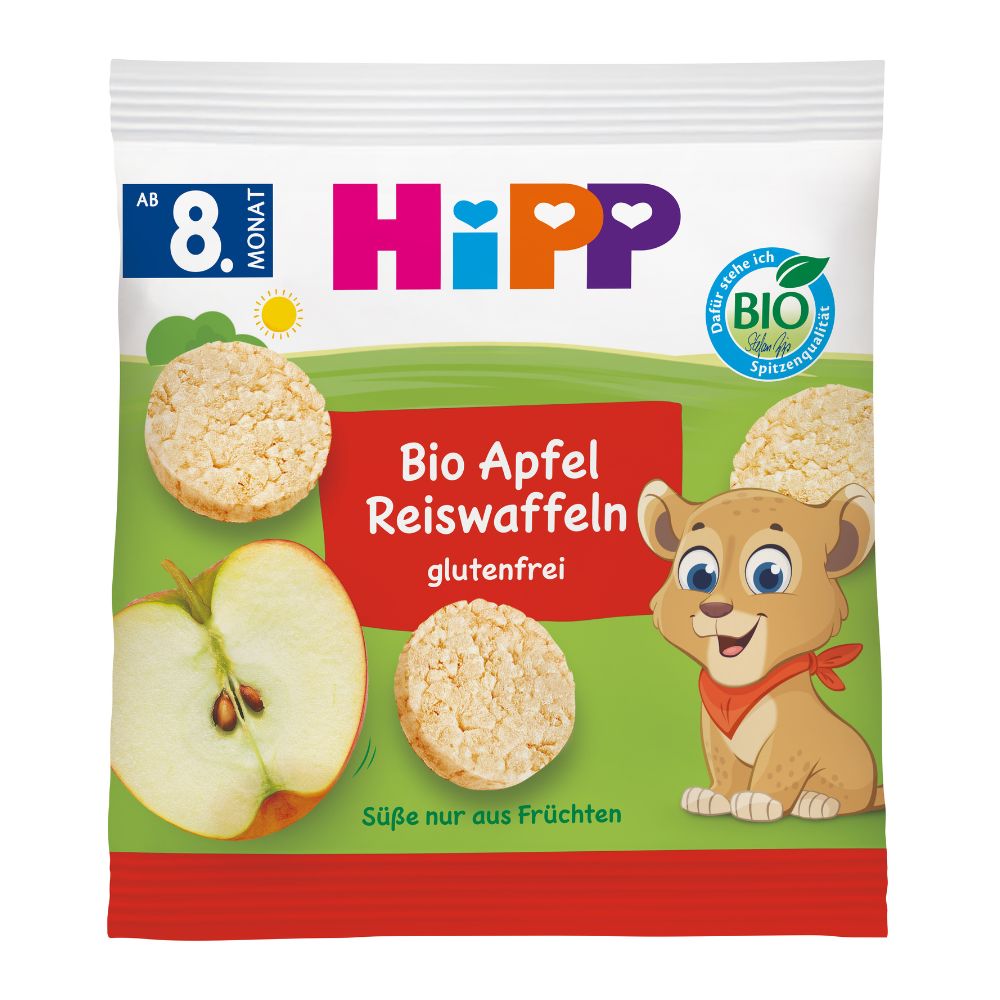 Rondele Bio de orez cu mar, 30 g, Hipp