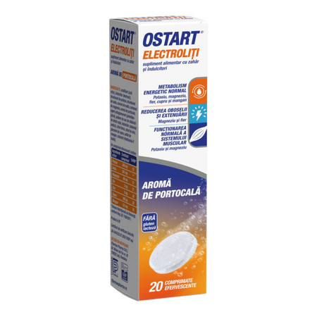 Ostart Electroliti, Portocala, 20 comprimate efervescente, Fiterman Pharma