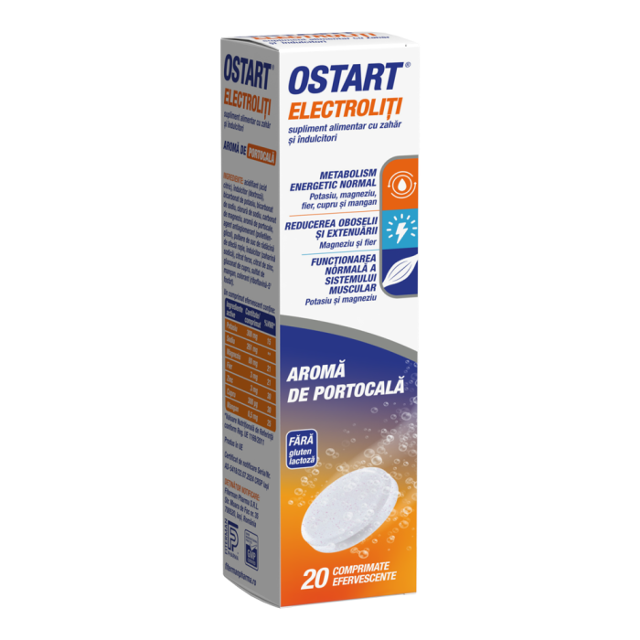 Ostart Electroliti, Portocala, 20 comprimate efervescente, Fiterman Pharma