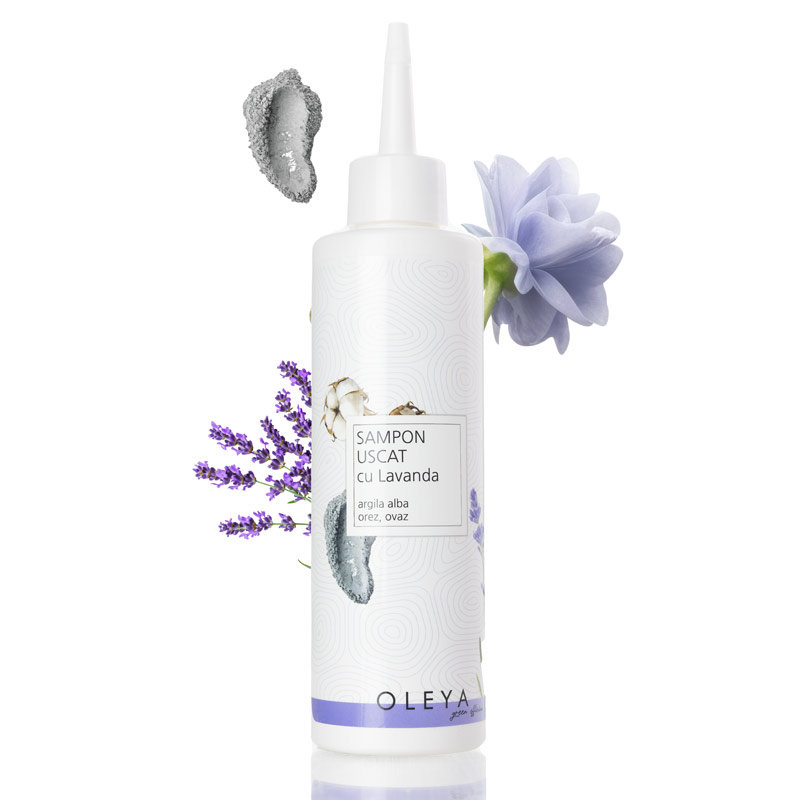 Sampon uscat pudra cu lavanda si argila alba, 50 g, Oleya