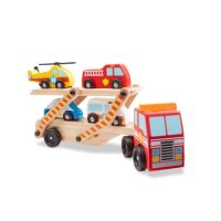 Camion transportator cu  4 vehicule de urgenta, 3 ani+, Melissa & Doug