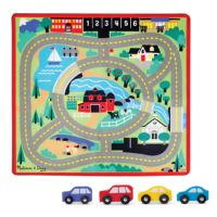 Covoras rutier cu masinute din lemn, Round the Town, 3 ani+, Melissa & Doug